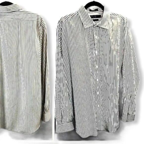 Daniel Cremieux Long Sleeve Shirt Gray Stripe XL - Picture 1 of 8
